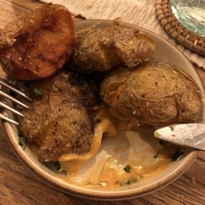 Crushed baby potatoes at Zest Ubud in Ubud