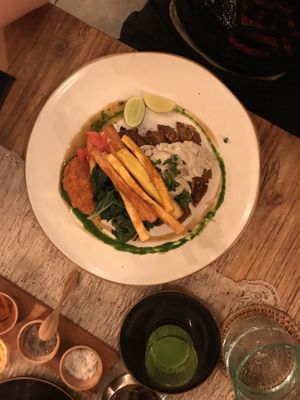“Cowboy” - jackfruit steak with cassava  and mushroom sauce  at Zest Ubud in Ubud