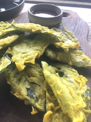 Close up of fried amaranth  at Zest Ubud in Ubud