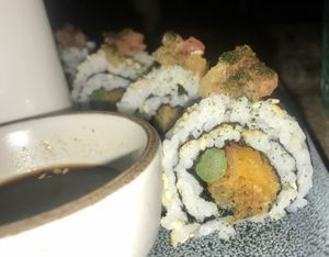 Pumpkin tempura Sushi - totally amazing at Zest Ubud in Ubud