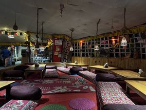 Floor seating area   at Chilly Beans in Dharamshala