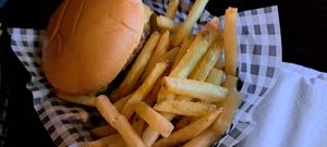 Vegan burger and chips at Drury Street Bar & Kitchen in Glasgow