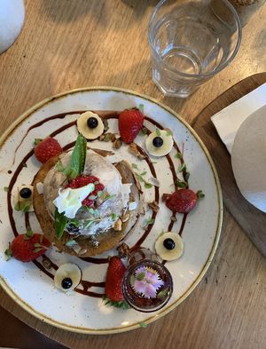 Vegan pancakes  at Preach Cafe in Bondi Beach