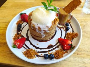 Lotus pancakes at Preach Cafe in Bondi Beach