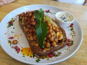 Hummus toast at Preach Cafe in Bondi Beach
