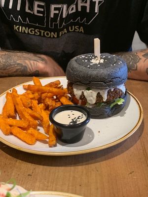 Falafel burger - vegan  at Preach Cafe in Bondi Beach