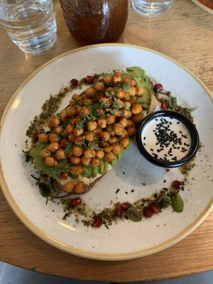 Hummus and avo chilli toast! at Preach Cafe in Bondi Beach