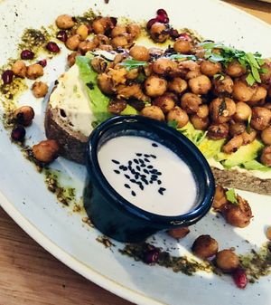 Hummus toast at Preach Cafe in Bondi Beach