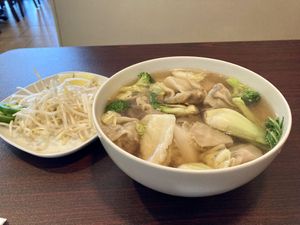 Wonton Rice Noodle Soup  at Noble Vegetarian in Sacramento