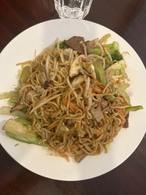 Lucky chowmein   at Noble Vegetarian in Sacramento
