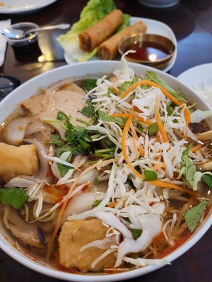 Royal noodle soup at Noble Vegetarian in Sacramento