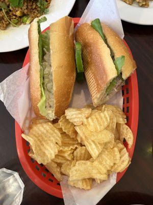 Tuna sandwich - more like a crab salad sandwich   at Noble Vegetarian in Sacramento