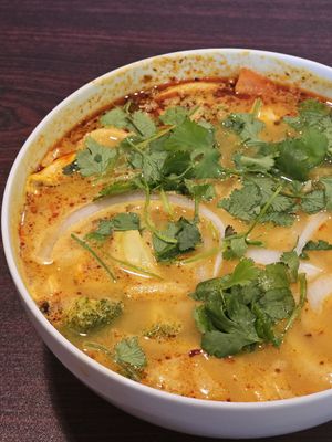 Curry Noodle Soup. at Noble Vegetarian in Sacramento