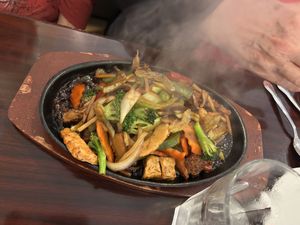 Sizzling plate   at Noble Vegetarian in Sacramento