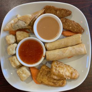 Sampler plate at Noble Vegetarian in Sacramento