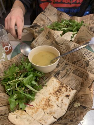 Flatbread and soup of the day  at SAJ in Nice