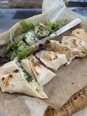 Very tasty stuffed flatbread with artichokes   at SAJ in Nice