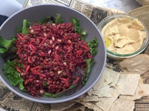 Lentil, beet and pomegranate salad at SAJ in Nice