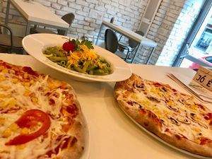 pizza-pasta at Veganeria in Budapest