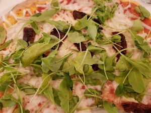 Pizza with Ruccola at Veganeria in Budapest