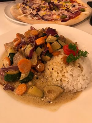 tofu & vegetable ragout at Veganeria in Budapest