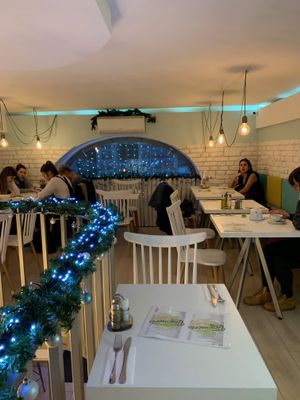 interior upstairs at Veganeria in Budapest