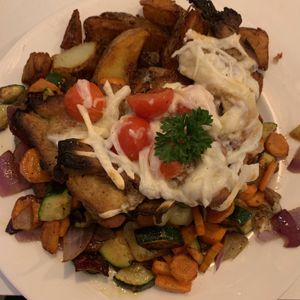 Roasted seitan at Veganeria in Budapest