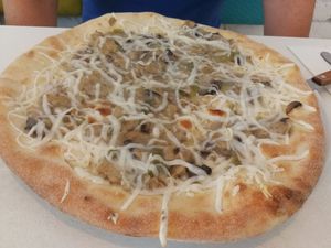 Stroganoff pizza yummyyyy at Veganeria in Budapest