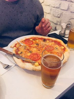 Delicious 4 cheese pizza 😋  at Veganeria in Budapest