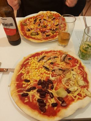 Pizzas at Veganeria in Budapest