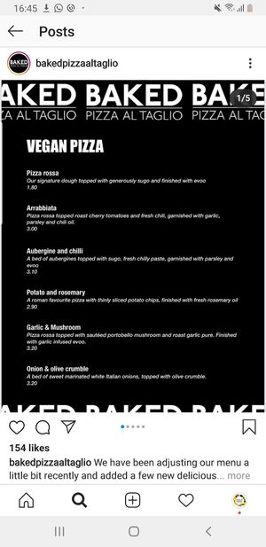 Menu 🍕 at Baked Pizza Al Taglio  in Glasgow