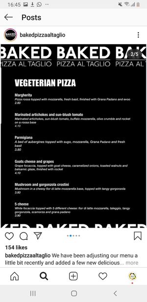 Menu 🍕 at Baked Pizza Al Taglio  in Glasgow