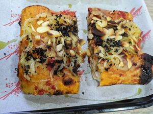 Vegan nduja and onions at Baked Pizza Al Taglio  in Glasgow