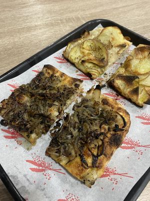 Olive & onion. Potato and rosemary  #Veganuary at Baked Pizza Al Taglio  in Glasgow