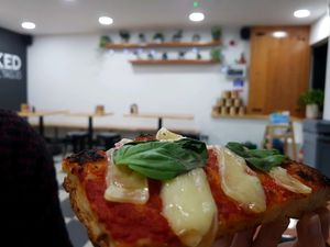 vegan margherita!!!  at Baked Pizza Al Taglio  in Glasgow