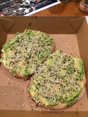 Avocado & cashew butter toast  at Acai Brothers in Wollongong