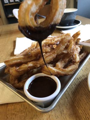 Vegan Churros with Mexican Chocolate Dipping Sauce at Lorca in Stamford