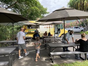 Nice outdoor seating in Ali’i Gardens at Swami's Dosa Grill in Kailua Kona