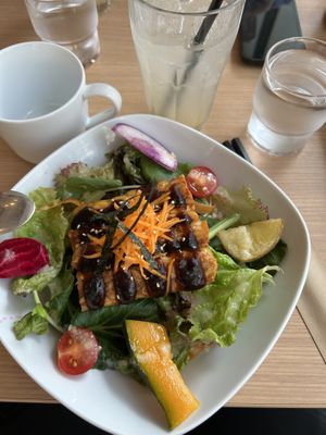 Tempeh rice bowl with teriyaki saucee  at Nourish in Tokyo