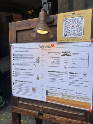 The menu  at Vegetalia in Fuengirola