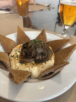 Humus with sautéed mushrooms- amazing   at Vegetalia in Fuengirola