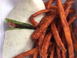 Falafel Wraptor with Sweet Potato Fries!   at The Friendly Toast in Portsmouth
