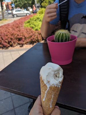 Lody chałwowe/halva ice cream at Kopalnia Lodów Naturalnych in Lubin