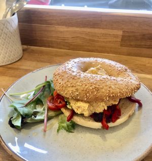 Vegan bagel  at Soul Food in Belfast