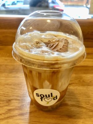 Biscoff coconut latte  at Soul Food in Belfast