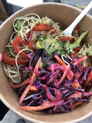Vegan noodle salad and beets and carrots from a really nice lady set up by the food court    at St George's Market in Belfast