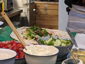 Nomad Kitchen's vegan wrap before being rolled up at St George's Market in Belfast