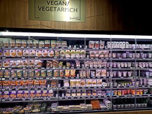 Part of the large veggie section at Zurheide feine Kost in Dusseldorf