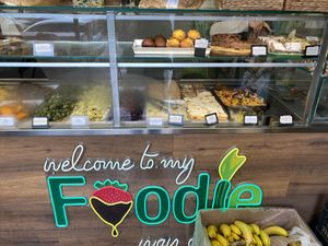 The counter  at Foodie Fresh Market in Rome