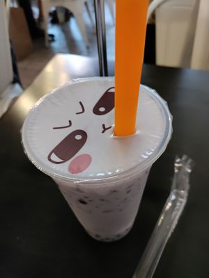 Taro tea with boba at Bae Bae's Kitchen in Pittsburgh